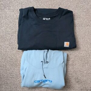 Carhartt Lot - Hoodie and Long-Sleeve - XL and M - Used Excellent - Blue